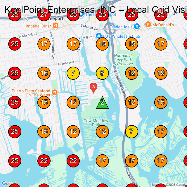 KoolPoint Enterprises, INC GeoGrid visibility map for General Contractor in Freeport